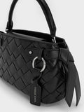 Ivette Woven Top Handle Bag_Noir