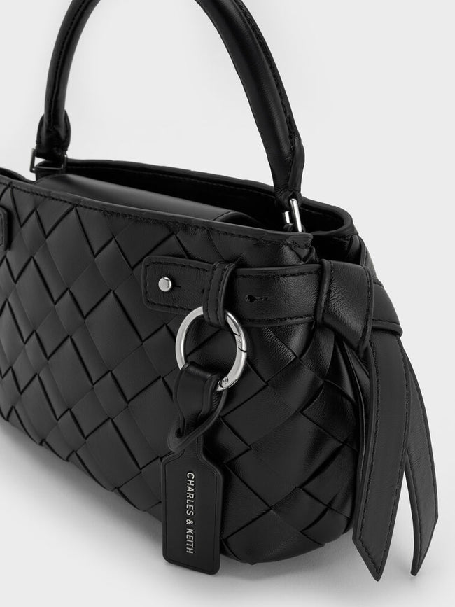 Ivette Woven Top Handle Bag_Noir