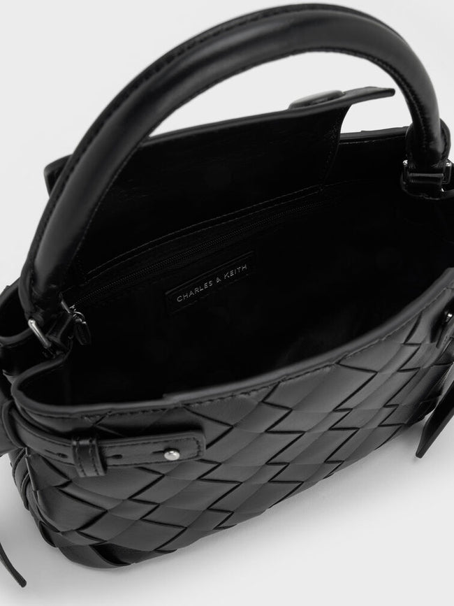 Ivette Woven Top Handle Bag_Noir