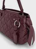 Ivette Woven Top Handle Bag_Wineberry Red