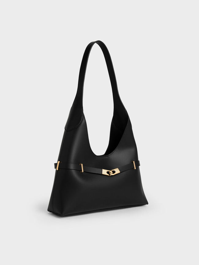 Arlet Metallic-Accent Belted Hobo Bag_Black