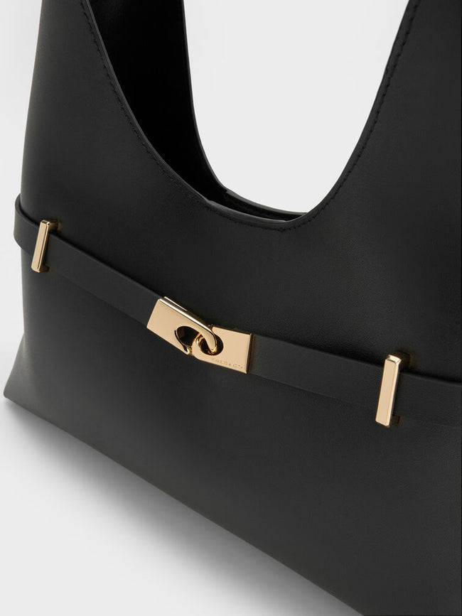 Arlet Metallic-Accent Belted Hobo Bag_Black