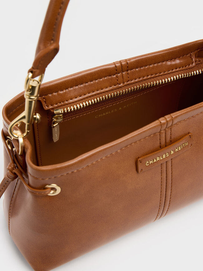 CHARLES & KEITH Women Noane Top Handle Bag -Distressed Tan