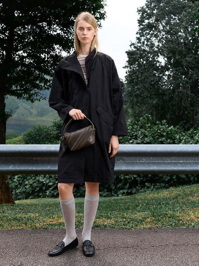 Zeya Recycled Suede Top Handle Bag_Dark Moss