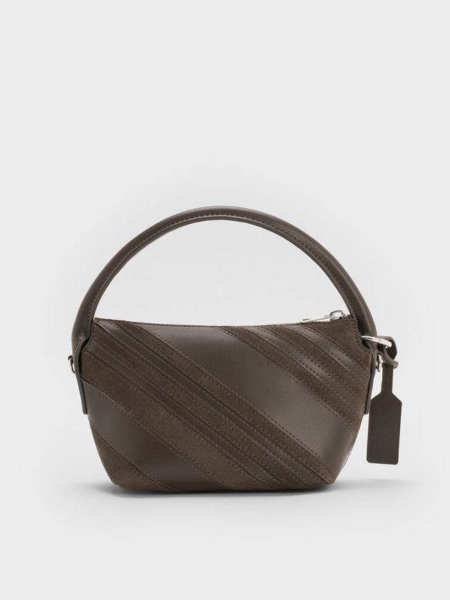 Zeya Recycled Suede Top Handle Bag_Dark Moss