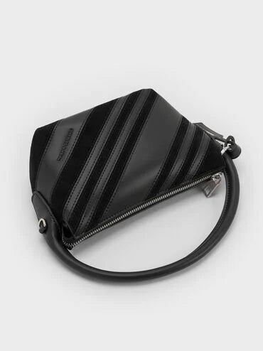 Zeya Recycled Suede Top Handle Bag_Noir