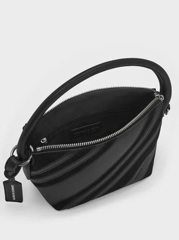 Zeya Recycled Suede Top Handle Bag_Noir