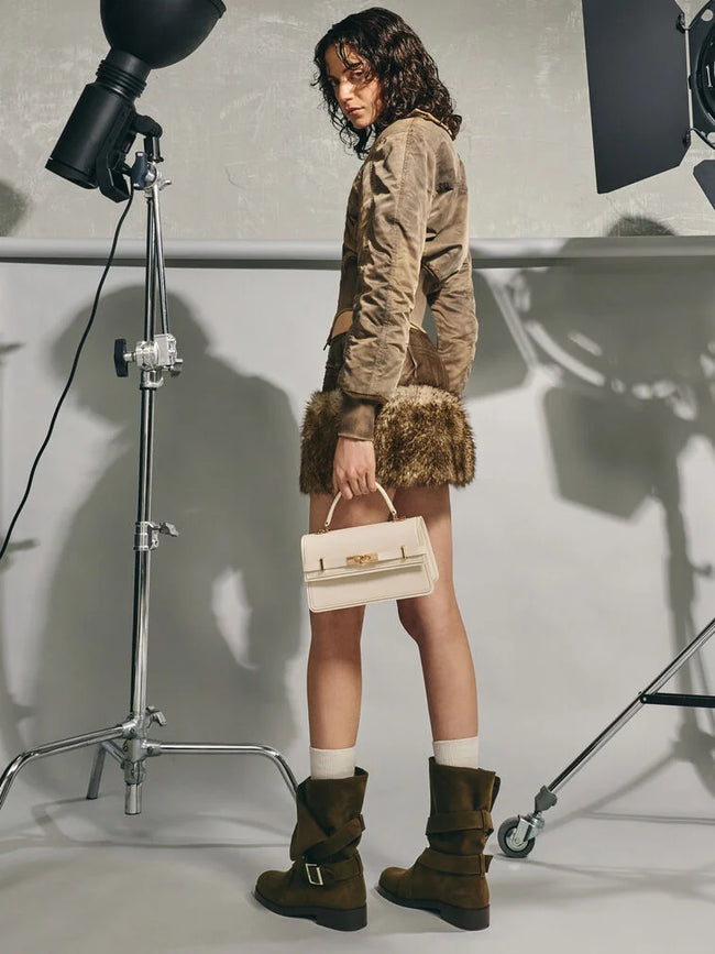 Arlet Belted Top Handle Bag_Cream