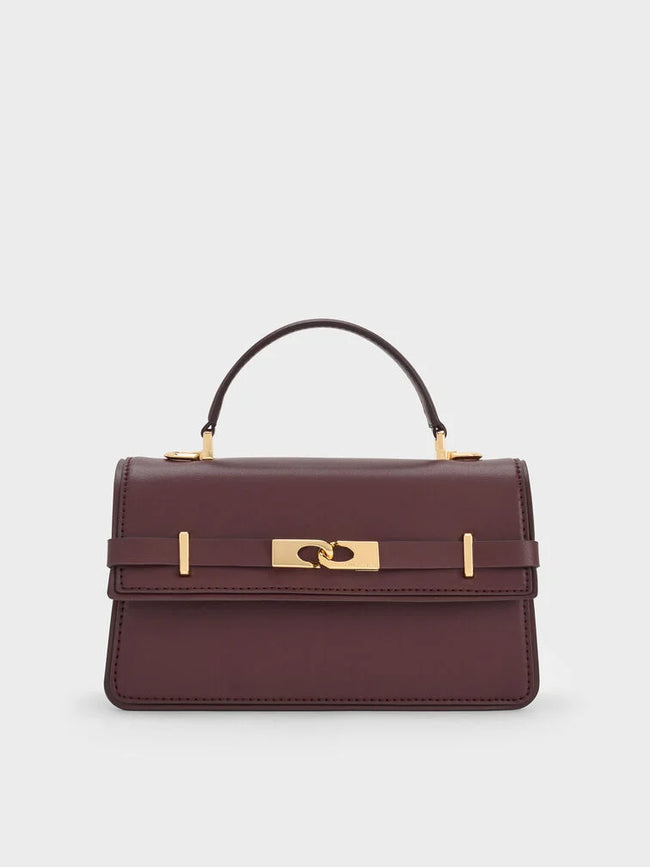 Arlet Belted Top Handle Bag_Wineberry Red