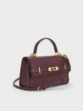 Arlet Belted Top Handle Bag_Wineberry Red
