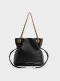 CHARLES & KEITH Women Arya Braided-Chain Crossbody Bag -Black