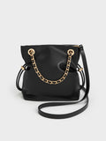 CHARLES & KEITH Women Arya Braided-Chain Crossbody Bag -Black