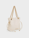 CHARLES & KEITH Women Arya Braided-Chain Crossbody Bag -Cream