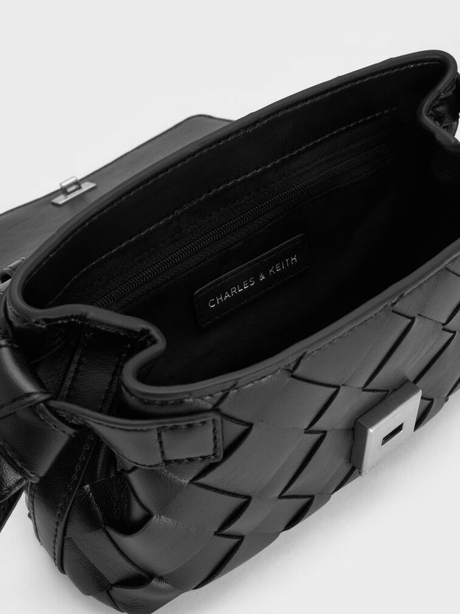 Ivette Woven Shoulder Bag_Noir