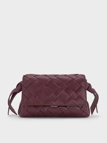 Ivette Woven Shoulder Bag_Wineberry Red