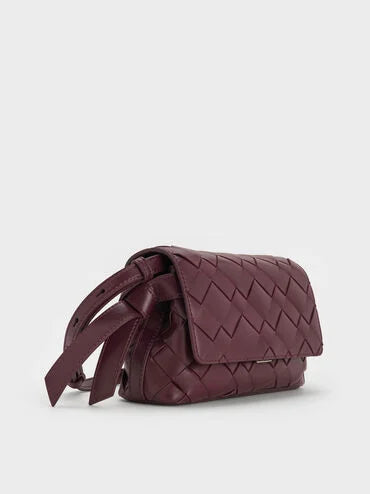 Ivette Woven Shoulder Bag_Wineberry Red
