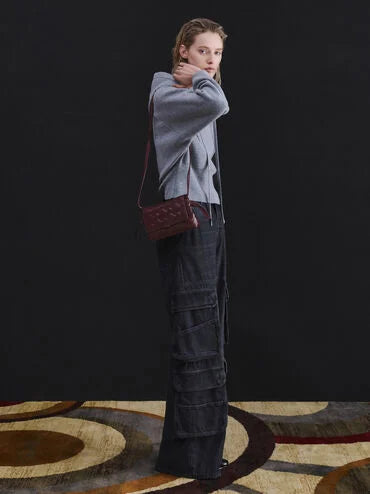 Ivette Woven Shoulder Bag_Wineberry Red