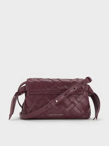 Ivette Woven Shoulder Bag_Wineberry Red