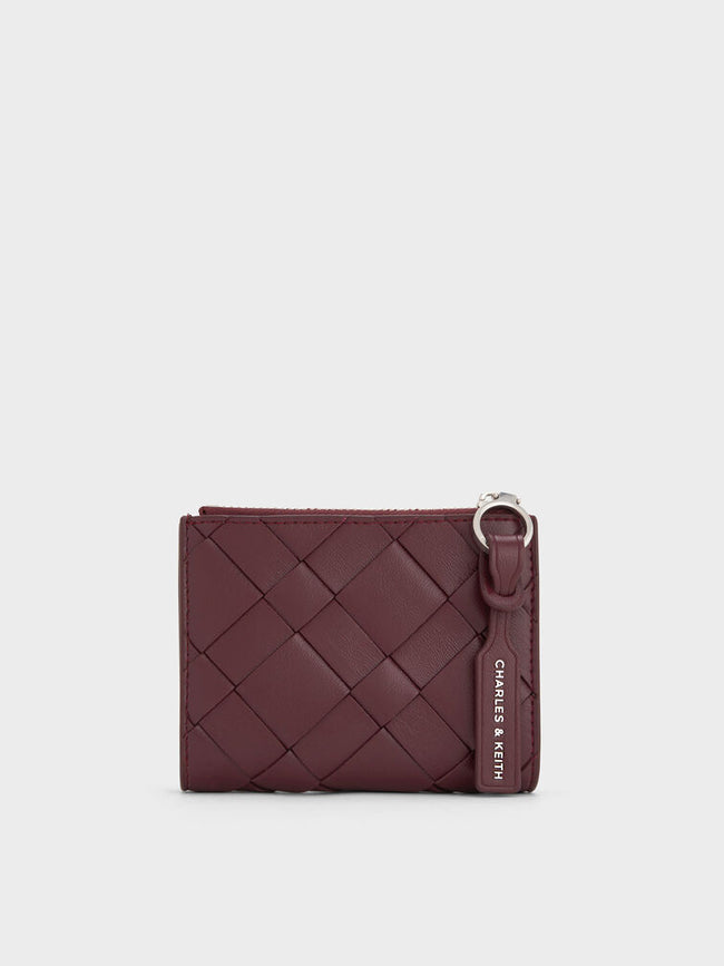 Ivette Woven Top-Zip Small Wallet_Wineberry Red