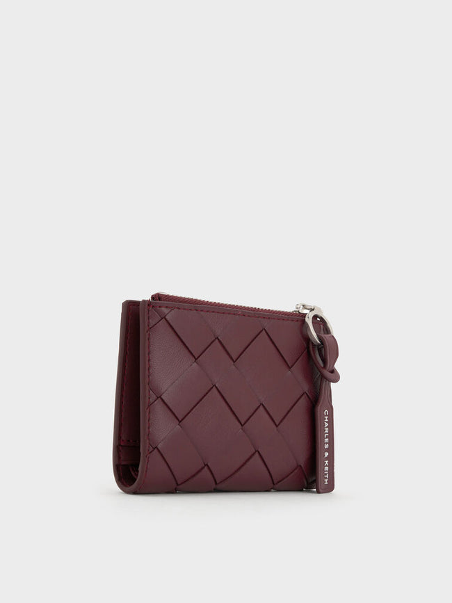 Ivette Woven Top-Zip Small Wallet_Wineberry Red