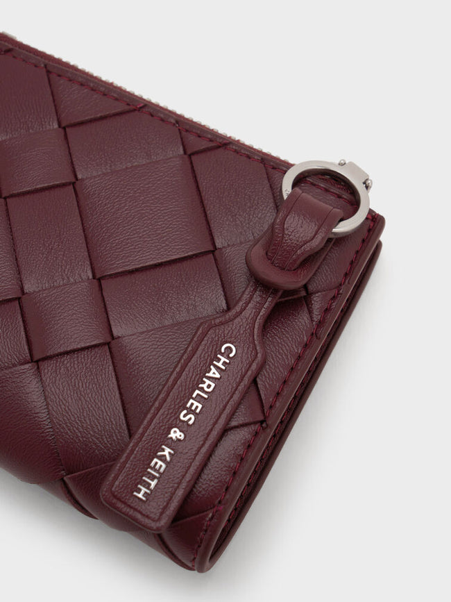 Ivette Woven Top-Zip Small Wallet_Wineberry Red