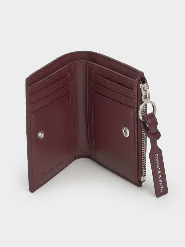 Ivette Woven Top-Zip Small Wallet_Wineberry Red