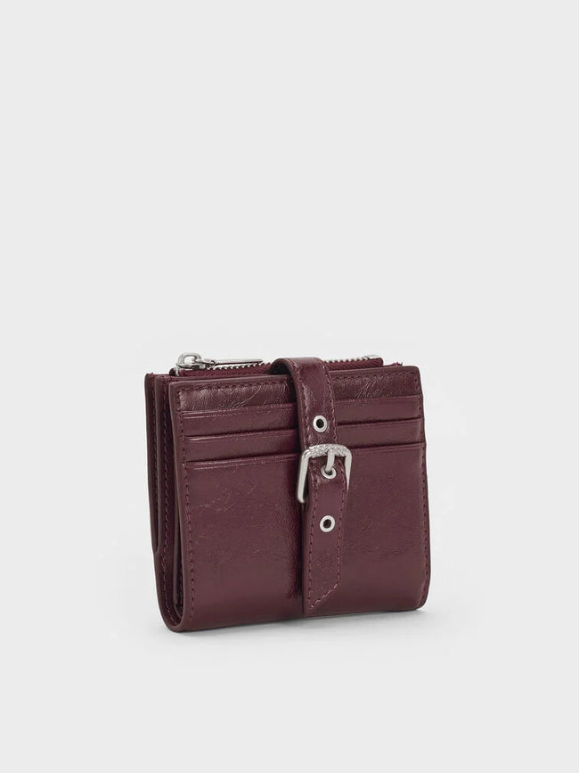 Blaise Grommet Belt Top Zip Small Wallet_Wineberry Red