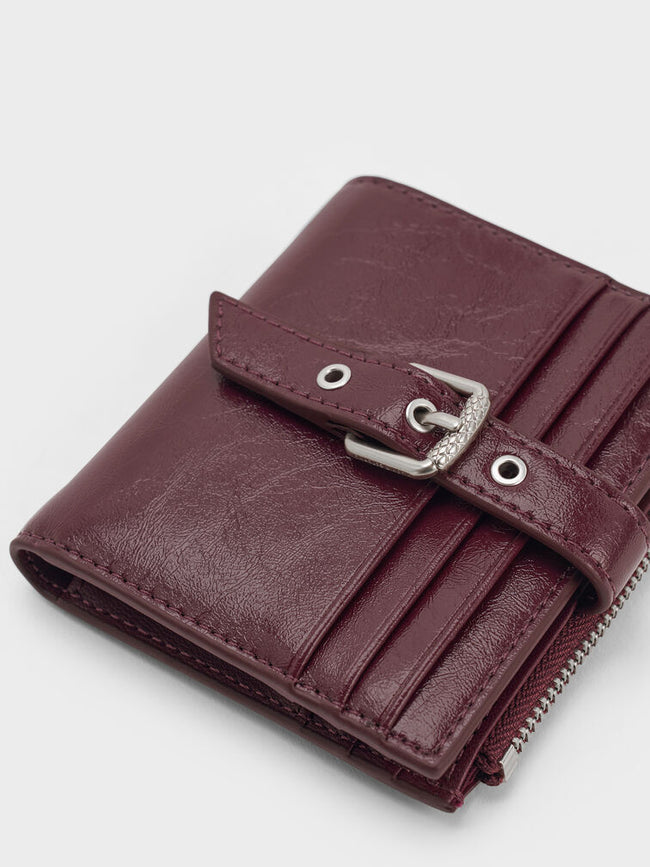 Blaise Grommet Belt Top Zip Small Wallet_Wineberry Red
