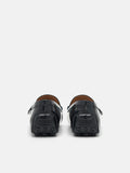 PEDRO Leather Penny Driving Shoes- Black