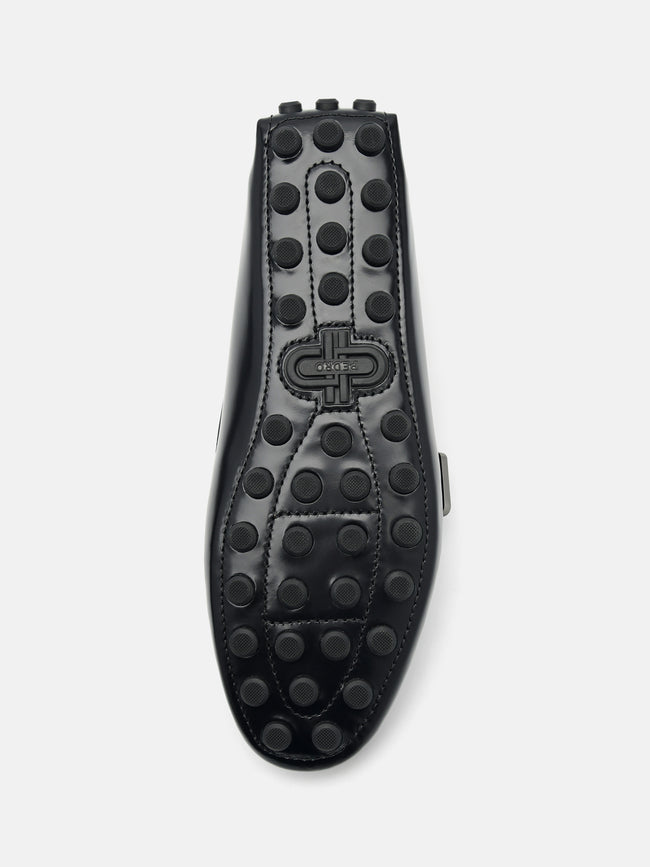 PEDRO Leather Penny Driving Shoes- Black
