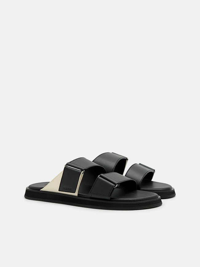 PEDRO Velcro Slide Sandals- Black