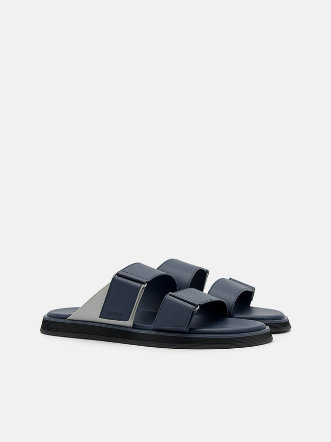 PEDRO Velcro Slide Sandals- Navy
