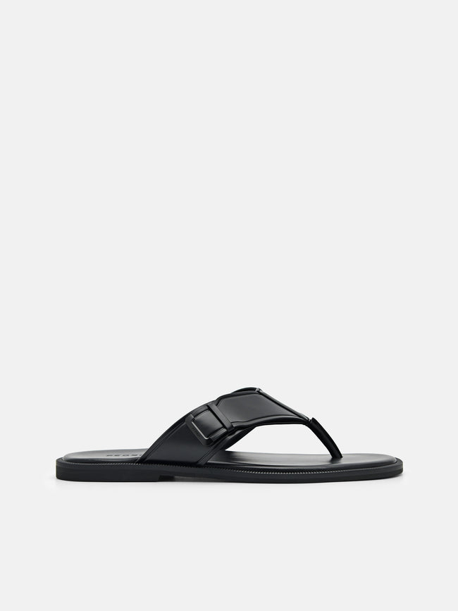PEDRO Buckle Thong Sandals- Black