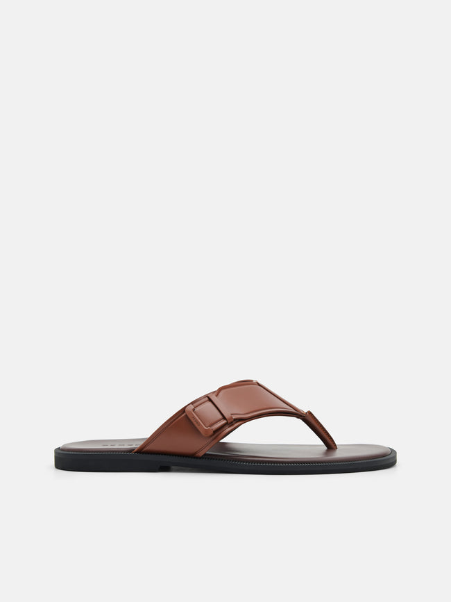 PEDRO Buckle Thong Sandals- Brown