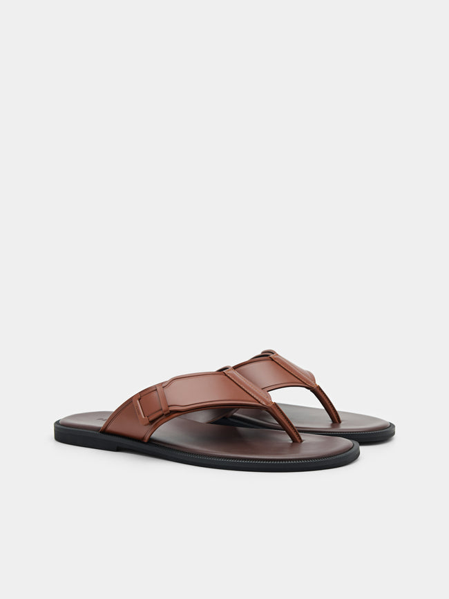 PEDRO Buckle Thong Sandals- Brown