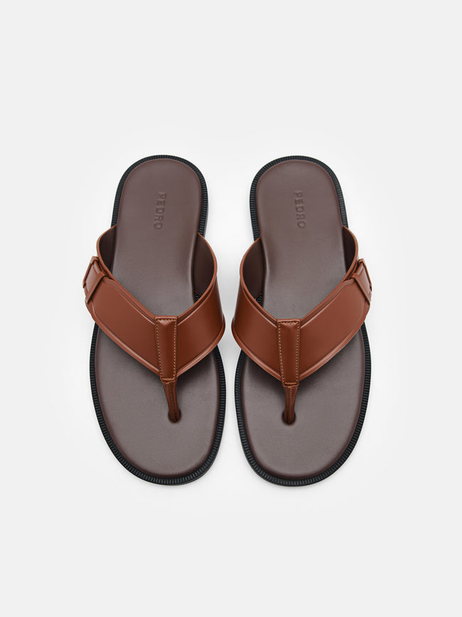 PEDRO Buckle Thong Sandals- Brown
