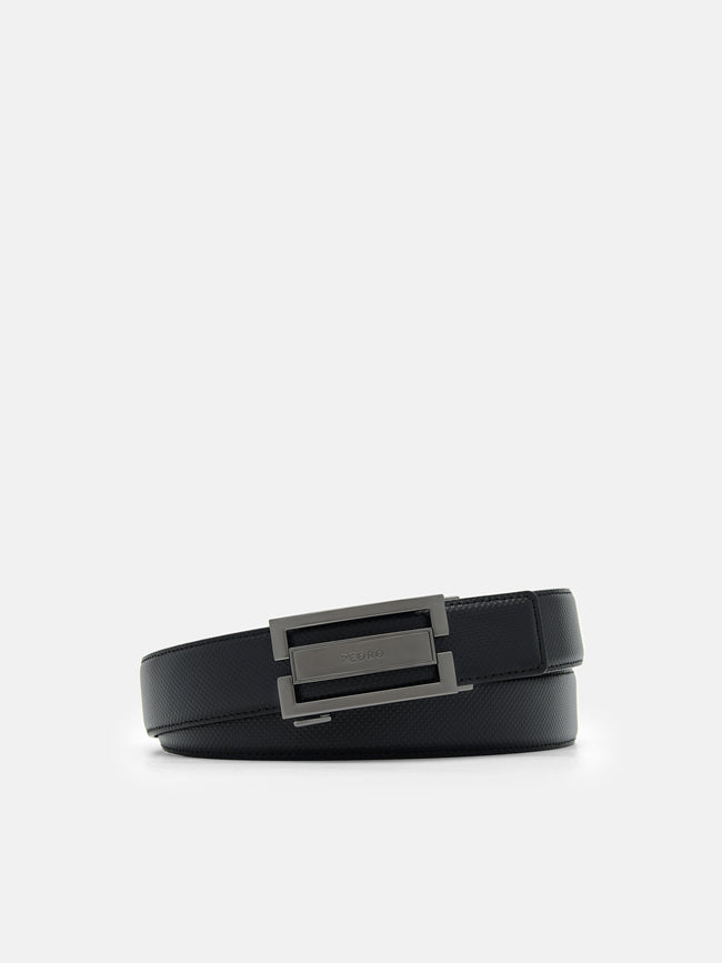 PEDRO Embossed Leather Automatic Belt- Black