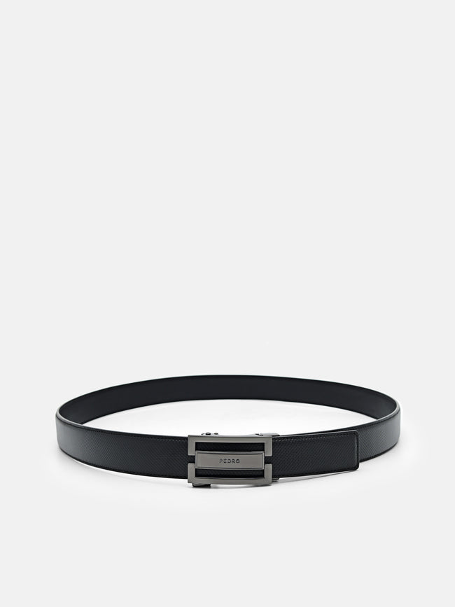 PEDRO Embossed Leather Automatic Belt- Black