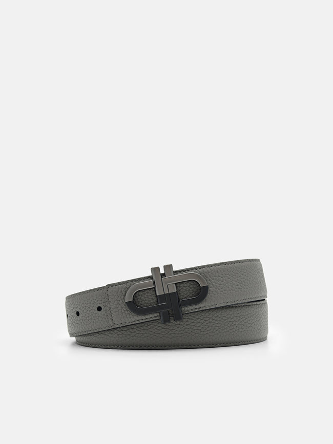 PEDRO Icon Leather Reversible Tang Belt- Dark Grey