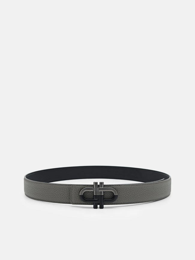 PEDRO Icon Leather Reversible Tang Belt- Dark Grey