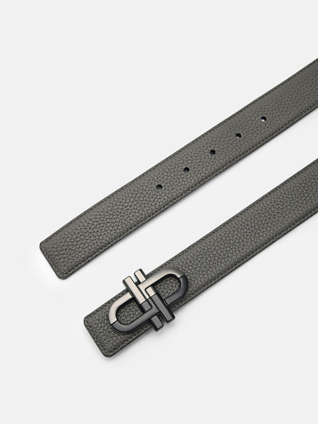 PEDRO Icon Leather Reversible Tang Belt- Dark Grey