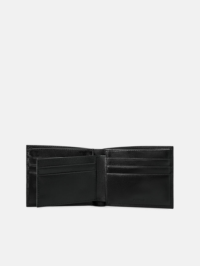 PEDRO Striped Leather Bi-Fold Wallet with Insert- Black