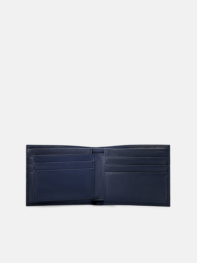 PEDRO Striped Leather Bi-Fold Wallet with Insert- Navy