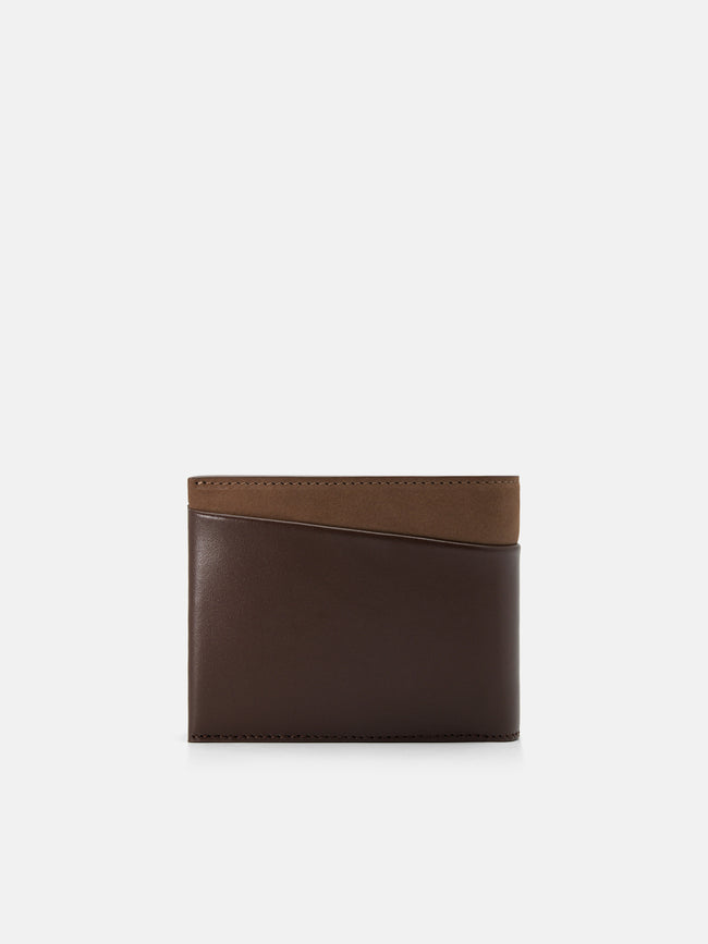 PEDRO Nubuck Leather Bi-Fold Wallet with Insert- Dark Brown