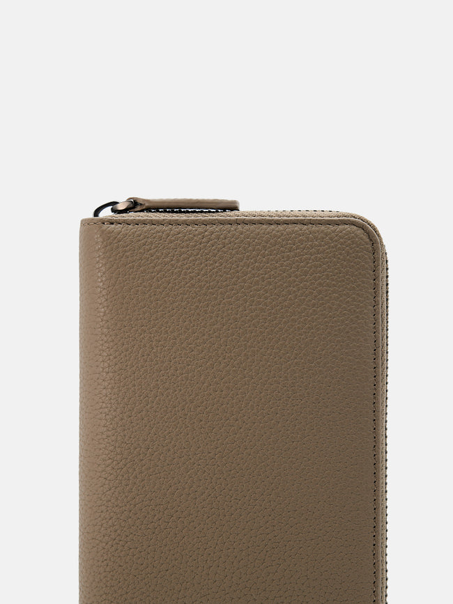 PEDRO embossed  leather long wallet-Taupe