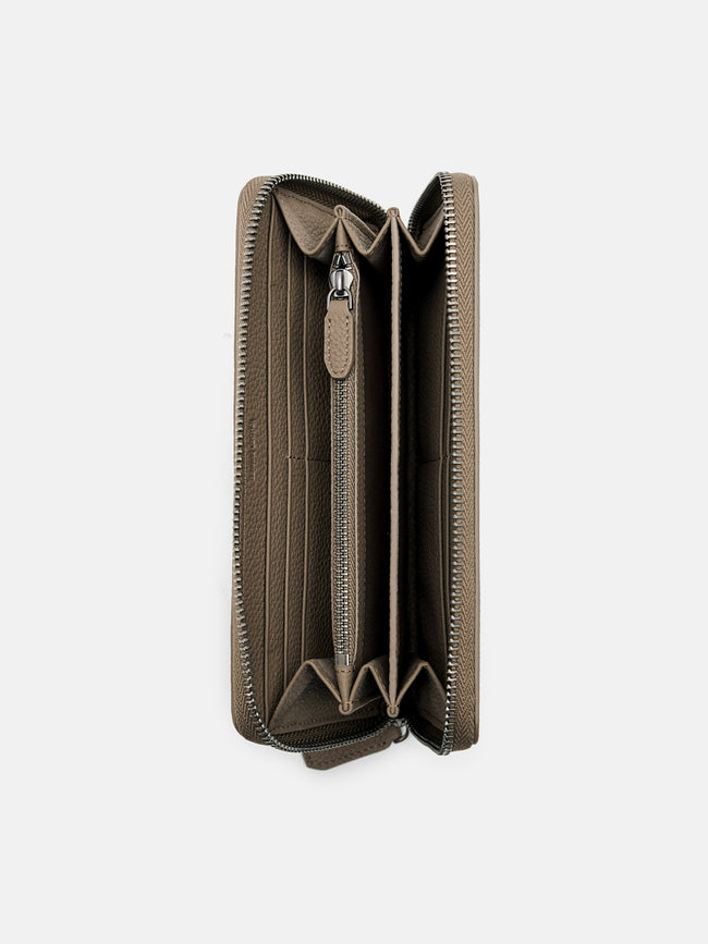 PEDRO embossed  leather long wallet-Taupe