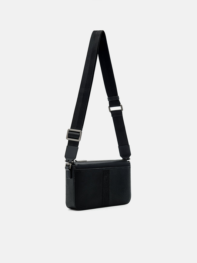 PEDRO Embossed Leather Pouch- Black