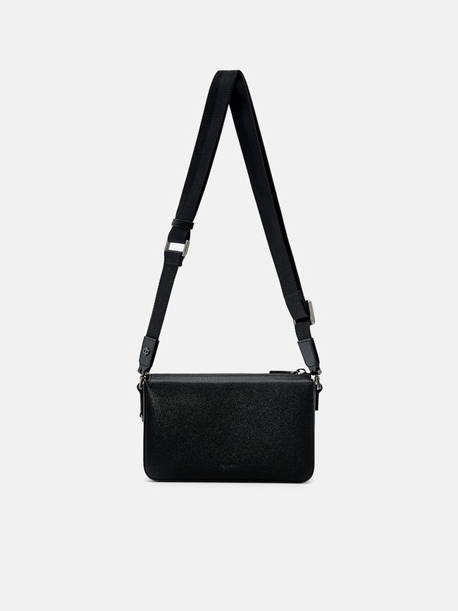 PEDRO Embossed Leather Pouch- Black