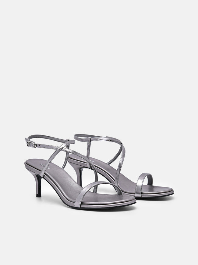 PEDRO Strappy Heel Sandals- Pewter