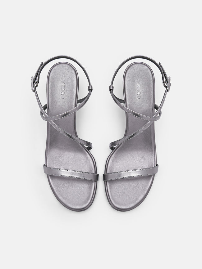 PEDRO Strappy Heel Sandals- Pewter